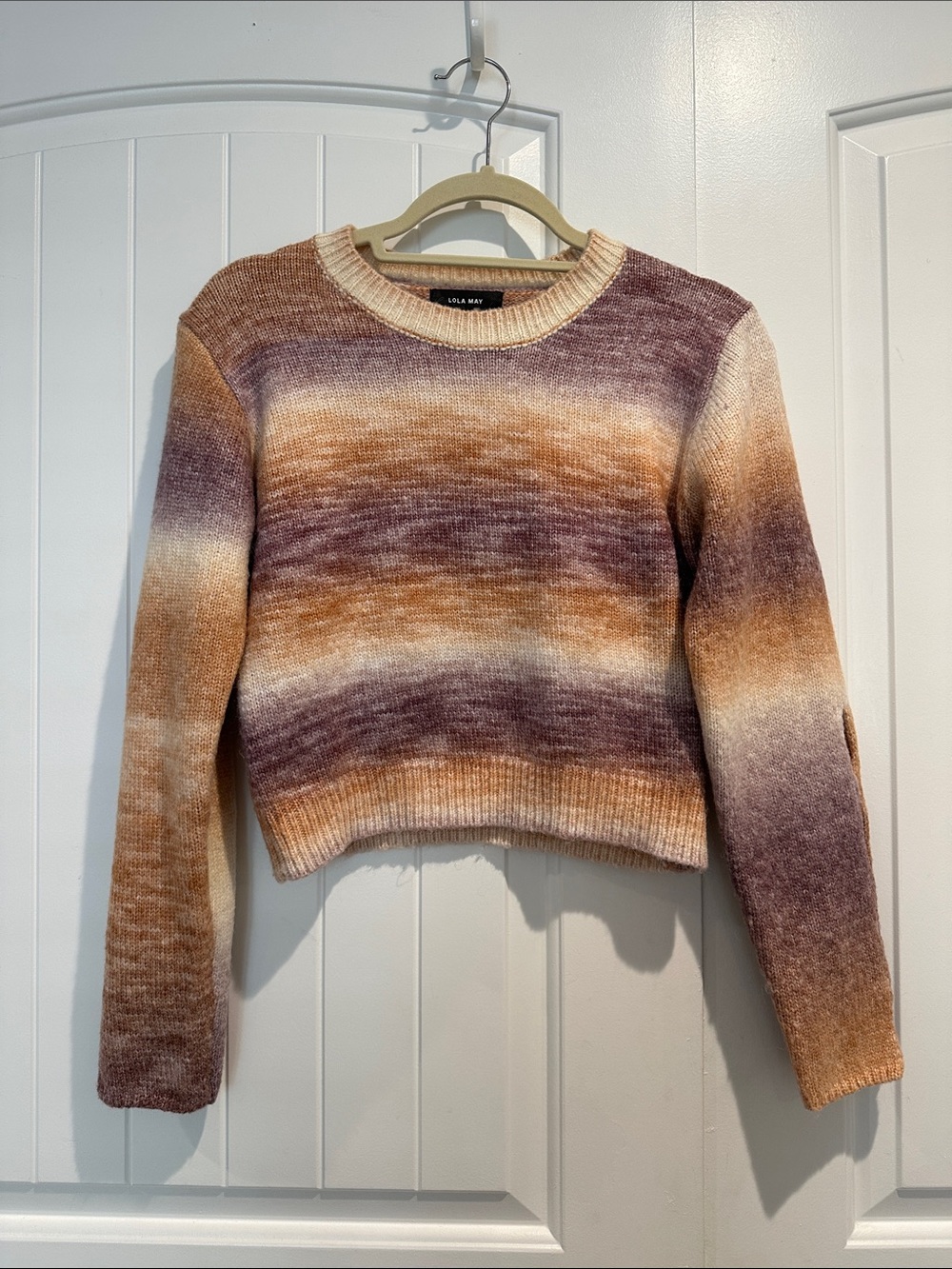 Multicolor Ombre Crewneck Sweater - Purple & Cream